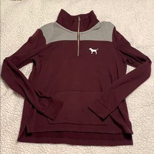Maroon and gray PINK quarter zip sweater